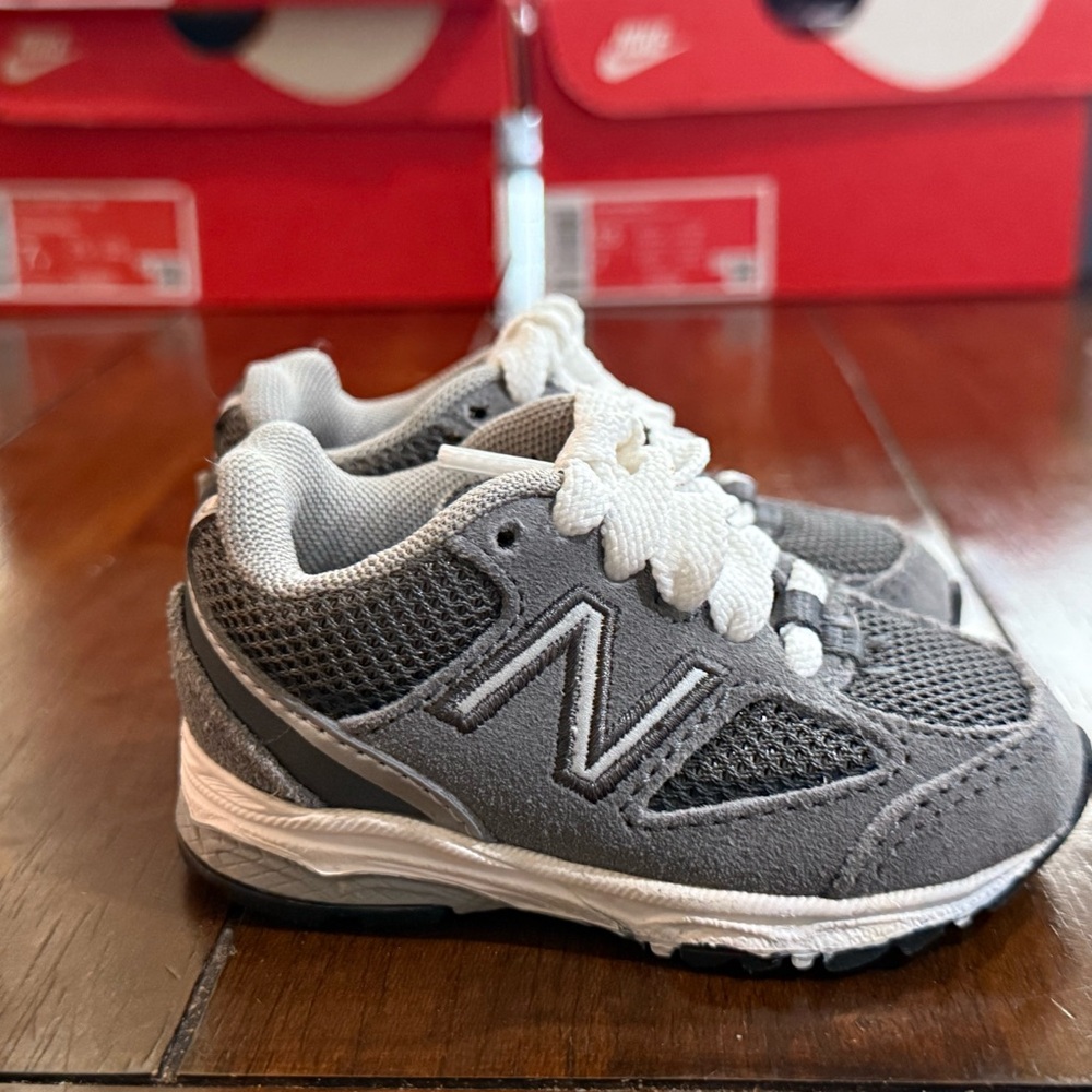 New Balance Kids' Charcoal and White Sneakers